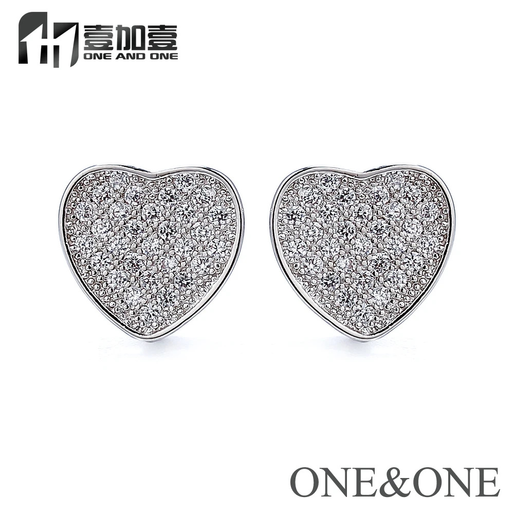 

In Stock Wholesale Cubic Zircon Heart Shape Stud Earrings For Gift, White