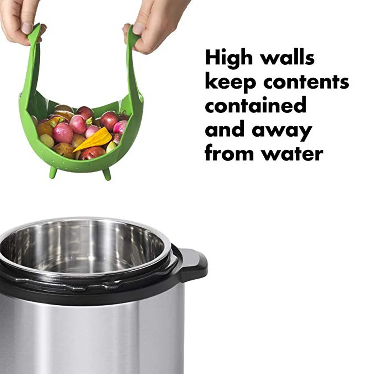 
LFGB Approval Heat-resistant Non-stick Good Grips Silicone Food And Vegetable Steamer Basket 