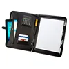 Leather Brief Case Conference Holder Portfolio Padfolio A4 Black Zipper File Folder Bag