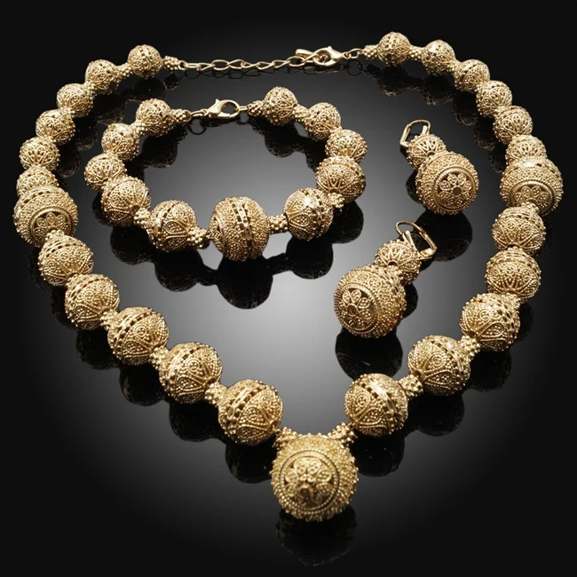 Yulaili Wholesale African Three Gold Plated Jewelry Sets India Nigerian