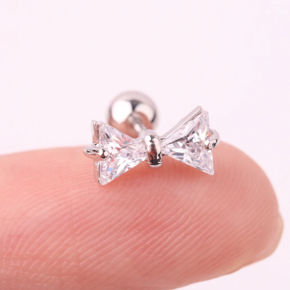 

Fast Delivery Shinny Bow CZ Forward Conch Rook Helix Tragus Piercing