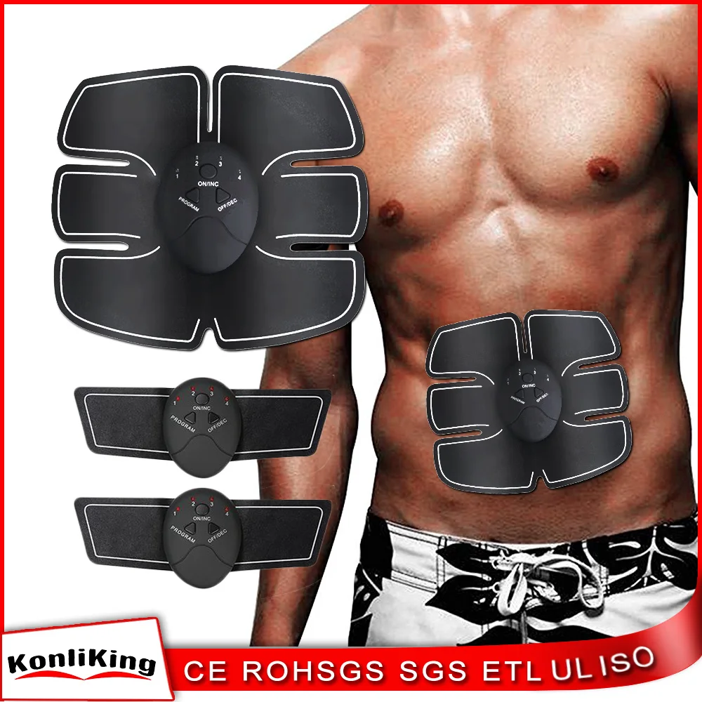 

OEM Logo Electronic EMS 6 pack abs abdominal muscle toner, Black or customzied