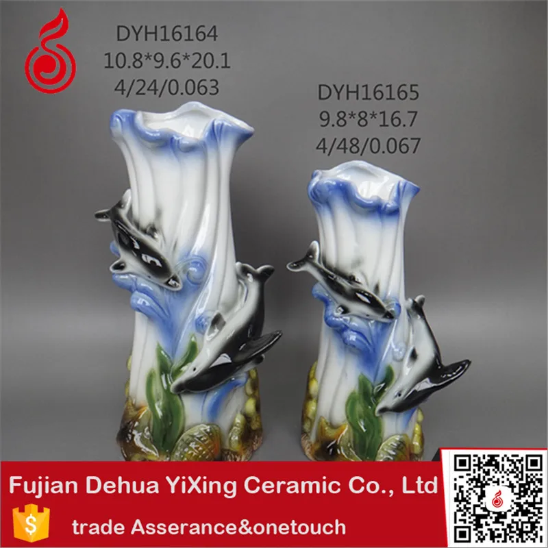Home Decor 2 sizes custom made in Dehua white ceramic flower vase painting designs