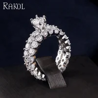 

RAKOL wholesale Silver Plating Lover Couple Ring Cubic Zirconia Fashion Ring R155