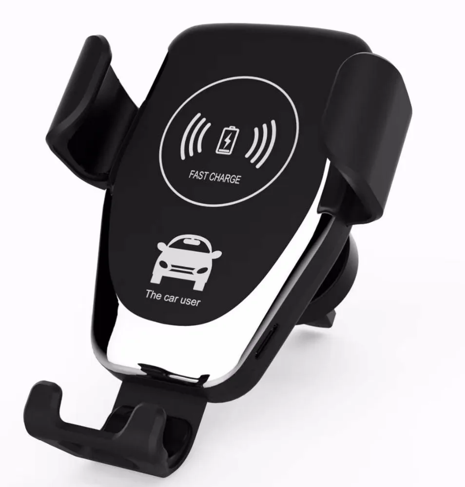 

10W fast Infrared Automatic Induction Wireless Car Charger Phone Holder Qi Wireless Charger, Black white