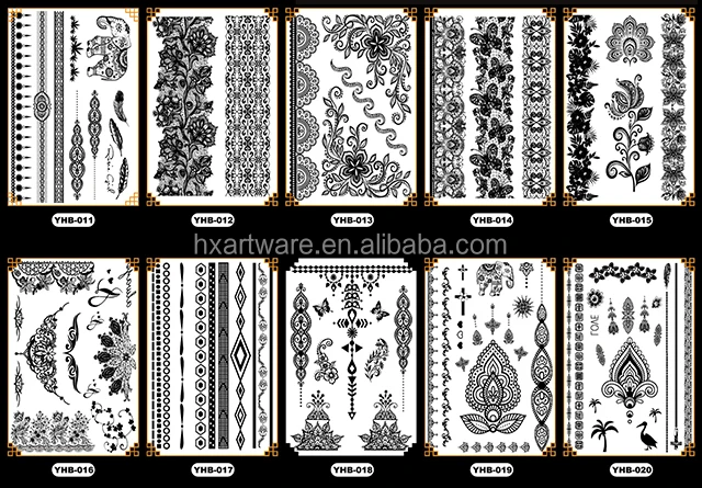 Custom printed body makeup black tattoo stickers temporary hollow lace