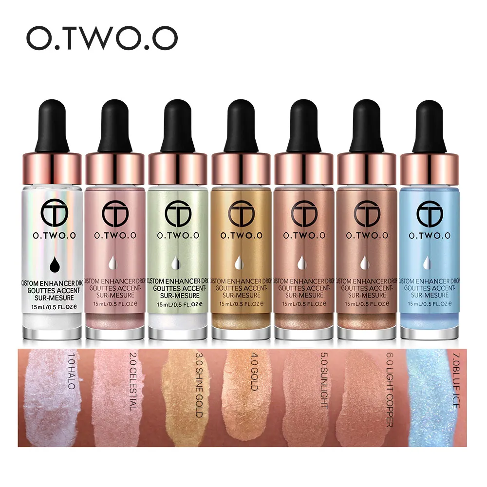 

O.TWO.O Shimmer Face Glow Ultra-concentrated Illuminating Bronzing Drops Liquid Highlighter Make Up Highlighter Cream, 5 colors