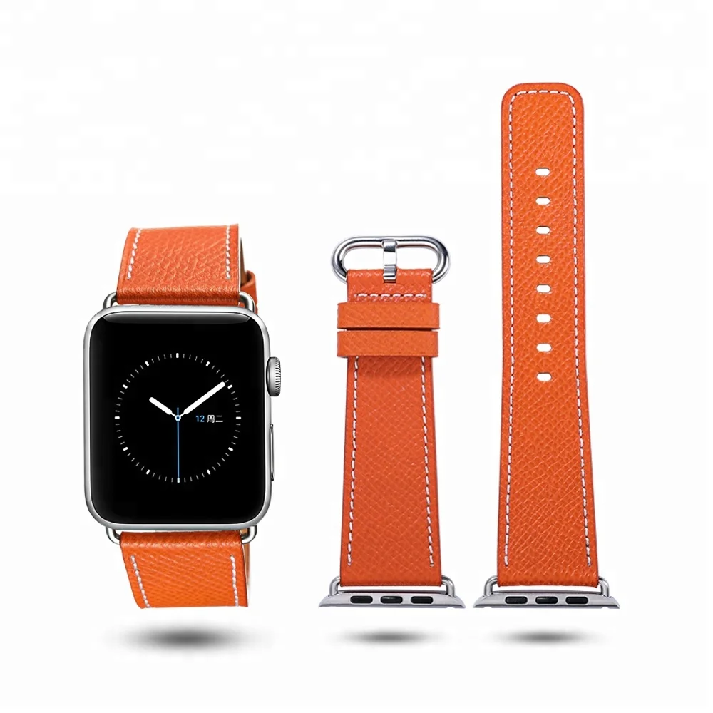

Best Selling Watch Band 42mm 38mm for Iwatch Strap Leather Case with Silver Buckle for Apple Watch Band, Black;black with white;brown;brown with white