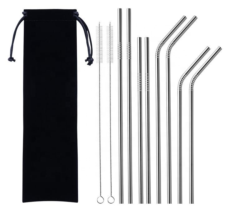 
Reusable bubble tea stainless steel straws with customized logo 