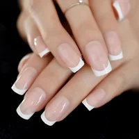 

Natural Beige Nude Fake Nail Square Shape Nail White French Fake Nails Full Cover Manicure faux ongle UV False Nail for Office
