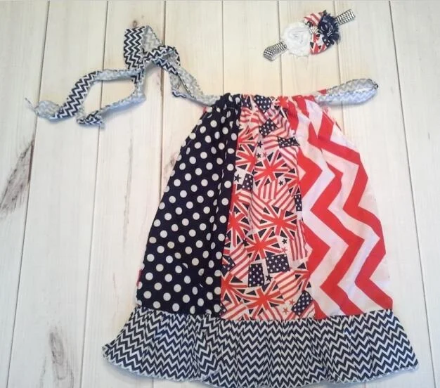 New Baby Girl Banner Print Clothes Boutique Cotton Belts Dresses