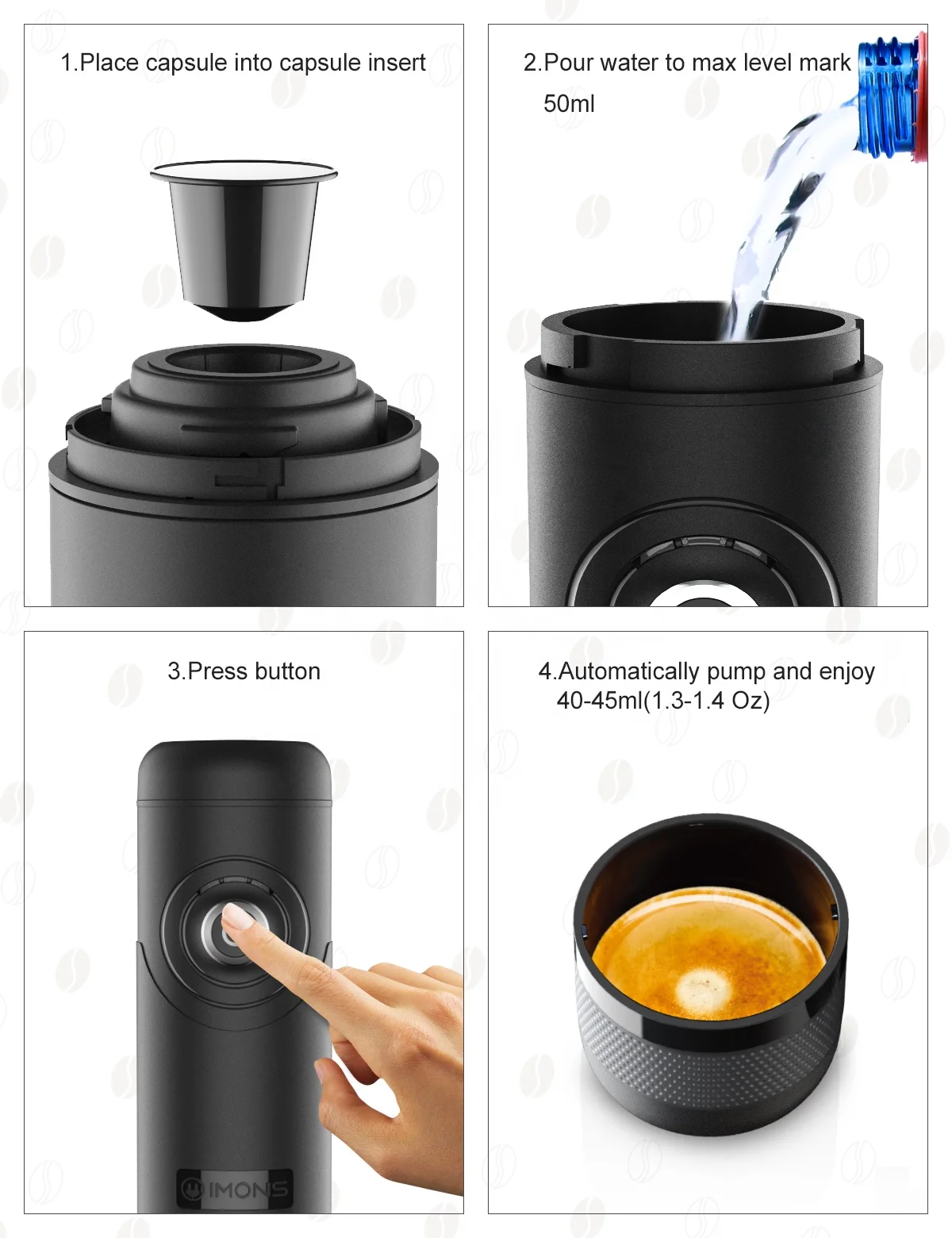 
Portable espresso machine coffee maker travel CAN HEAT WATER for indoor outdoor Nespresso capsule 