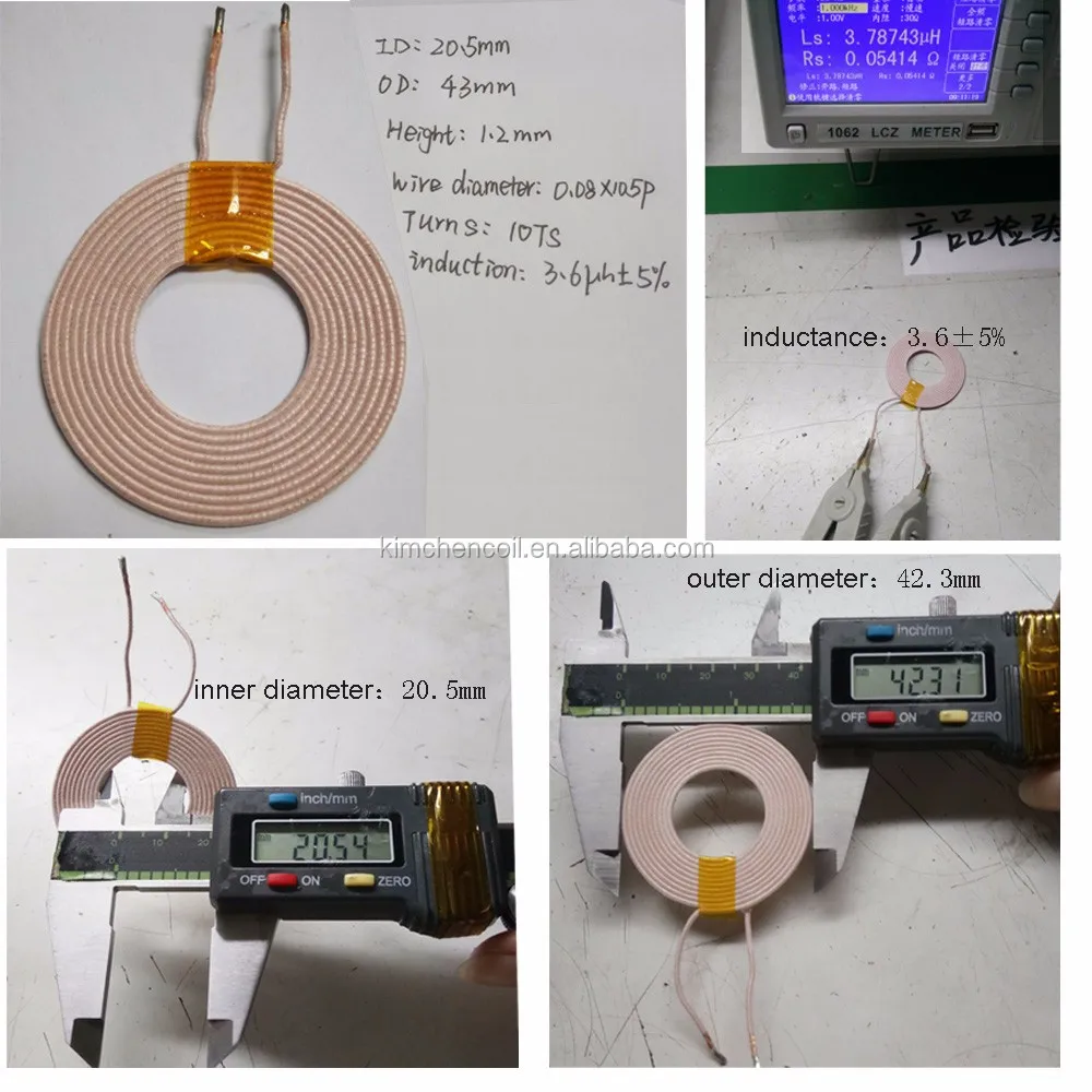 1000W flat Induction Heating pancake coil with OD 65mm