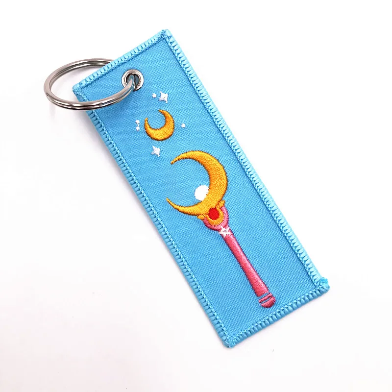 Wholesale Custom Double Side Embroidery Fabric Keychain / Keytag