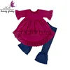 Create Hot sale newborns baby cotton clothes 2pc set children's boutique clothing ruffle outfits for kids
