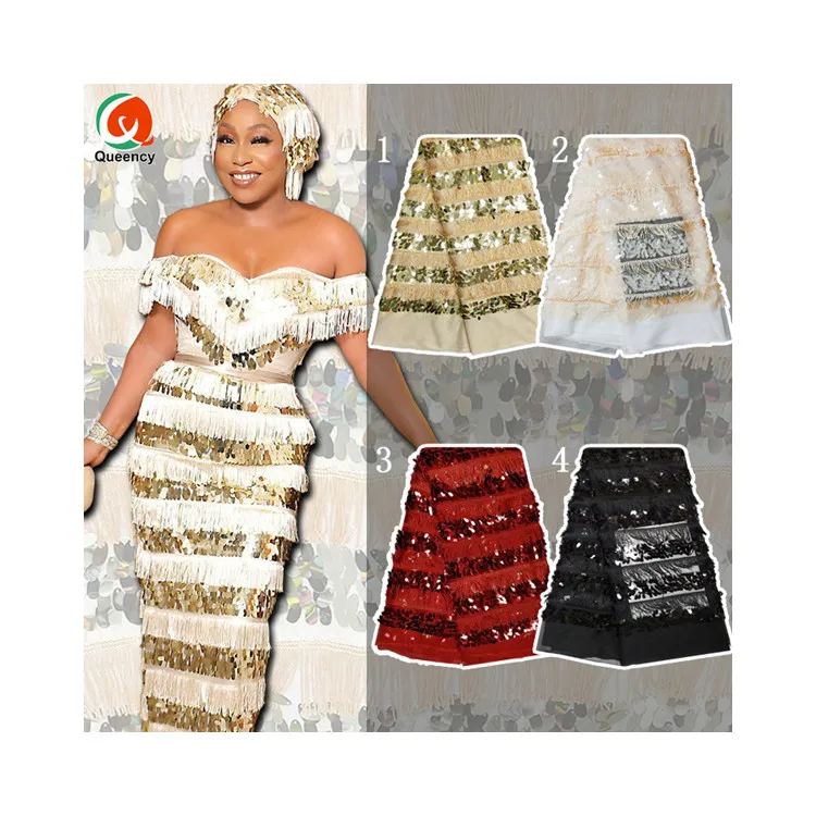 

Queency 2019 Luxury Nigerian Lace Styles With Ribbon And Sequins Lace Tulle French Lace Bridal Dresses, As shown & customized