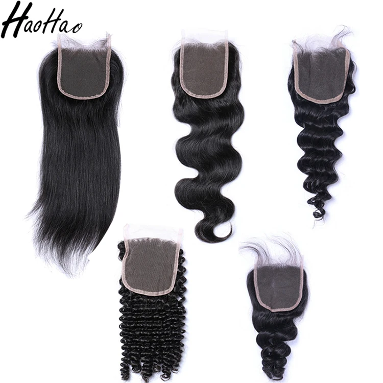 

Large stocks natural color lace closure 4*4 human hair womens toupee
