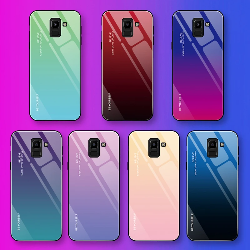 

Hot Sale Fashion Gradient Tempered Glass Phone Case For Samsung Galaxy A30 40s 50 60 70 80 S9 S10, Picture