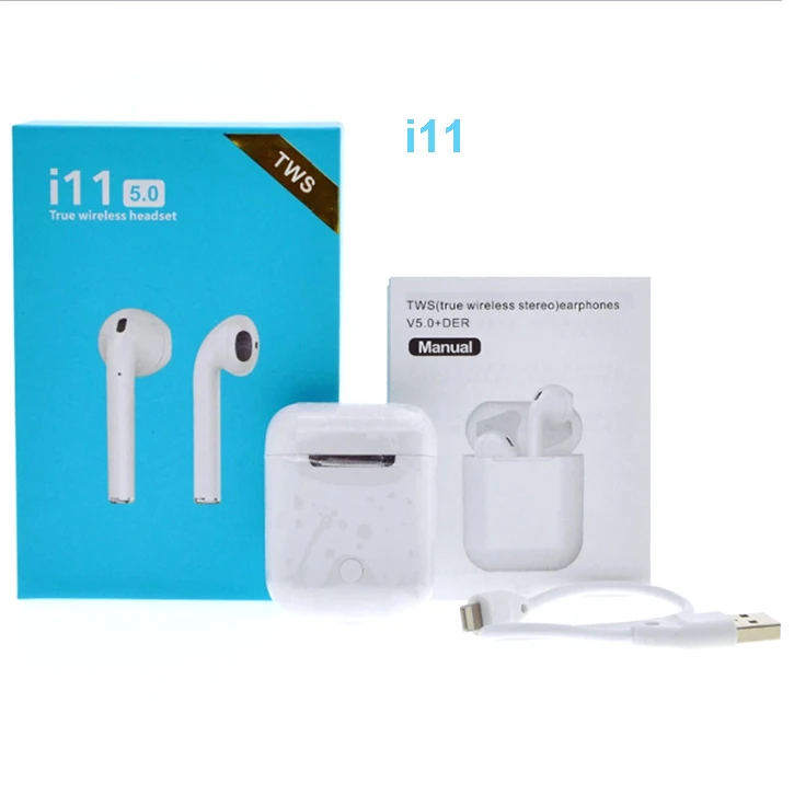 

Newest wireless earbuds i11 tws tws-i11s good quality low price wireless blue tooth earphone with mic, White