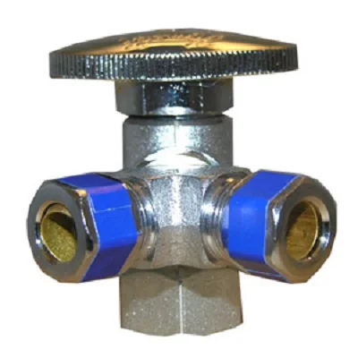 
5/8 OD X 3/8 C X 1/4 C MULTI TURN BRASS CRAFT COMPRESSION ANGLE STOP VALVE 