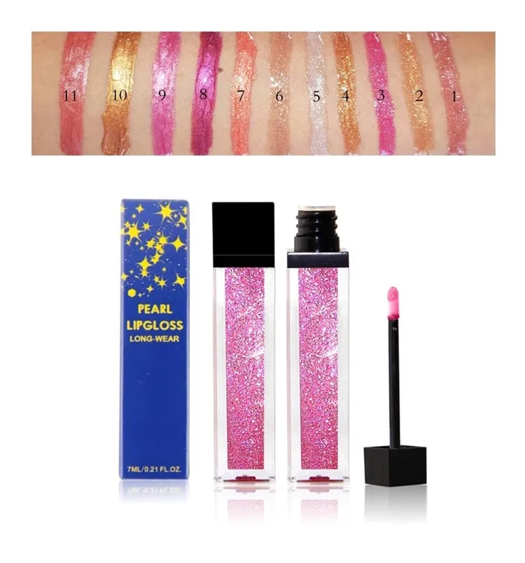 Private Label Lip Gloss Vendor Wholesale 11 Colors High Shine Glossy Glitter Makeup Lipgloss 