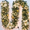 Hot selling PVC Pine Needle Christmas garlands led Artificial Christmas Garland Pine with balls