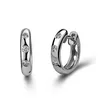 Small solid sterling silver cubic zirconia heart hoop earrings for women