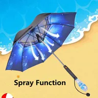 

Outdoor Cooling Fan Umbrella With Electric Fan And Water Spray Function
