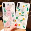 For iPhone Xs Max X XR 6s 7 8 Handmade Real Dried Flower Leaf Embedded Pressed Floral Flexible Soft Case