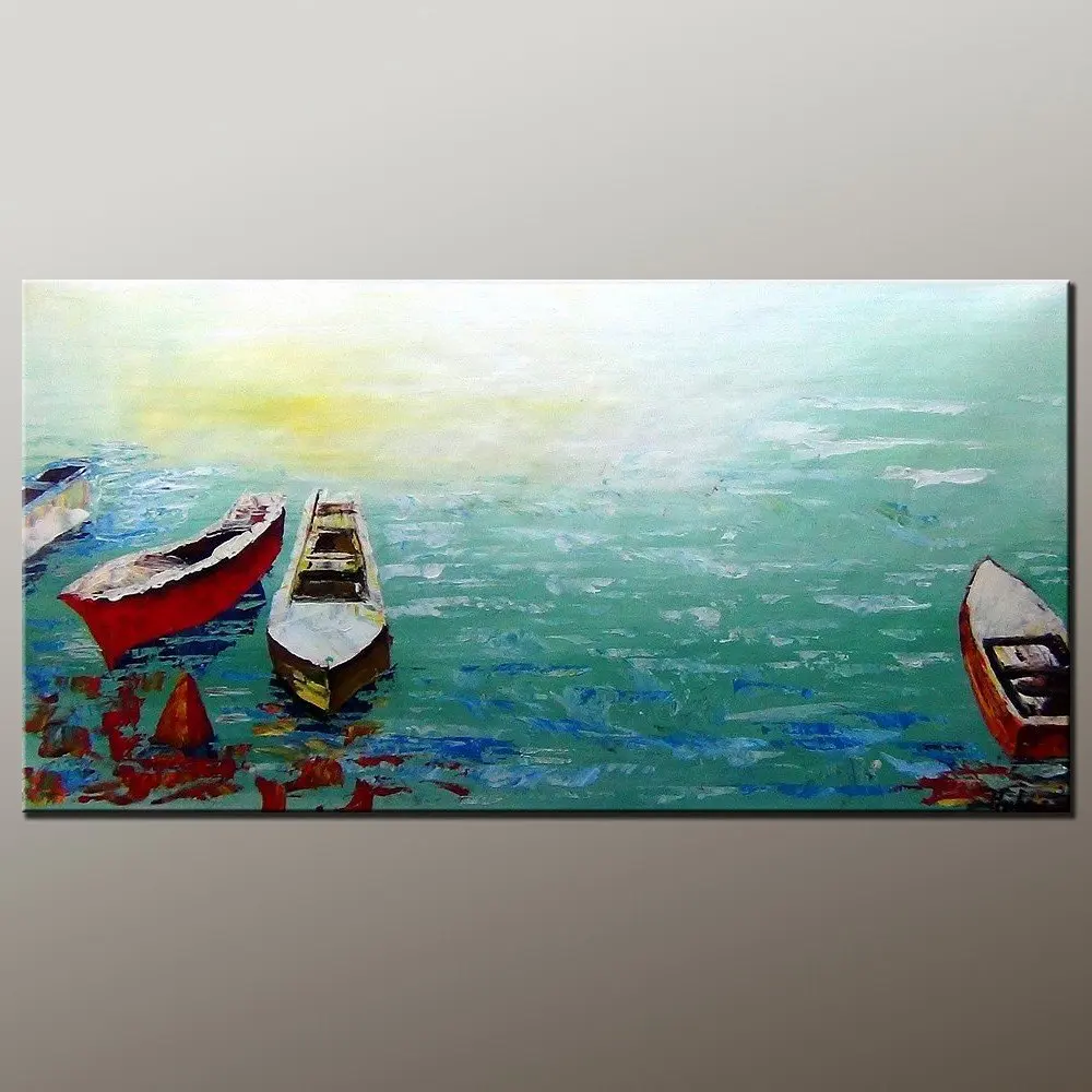 Original Painting Oil Painting Boat Painting Contemporary Artwork Modern Art Canvas Art Impasto Texture Palette Knife Oil Painting Impressionism Wall Art Canvas Painting