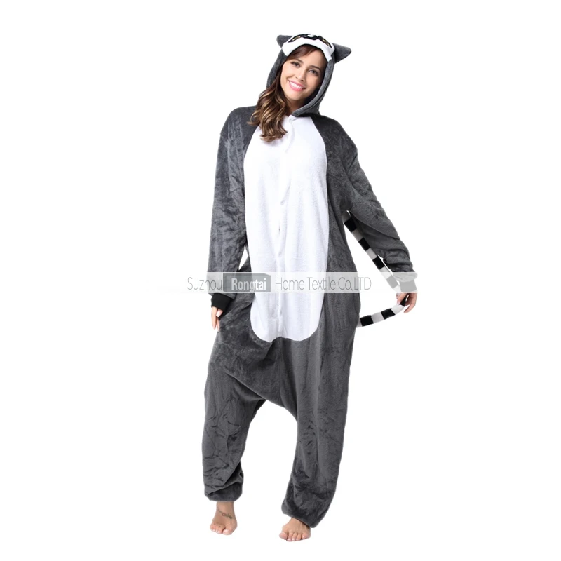 

Wholesale Adult costume animal lemur flannel onesie Kigurumi pajamas