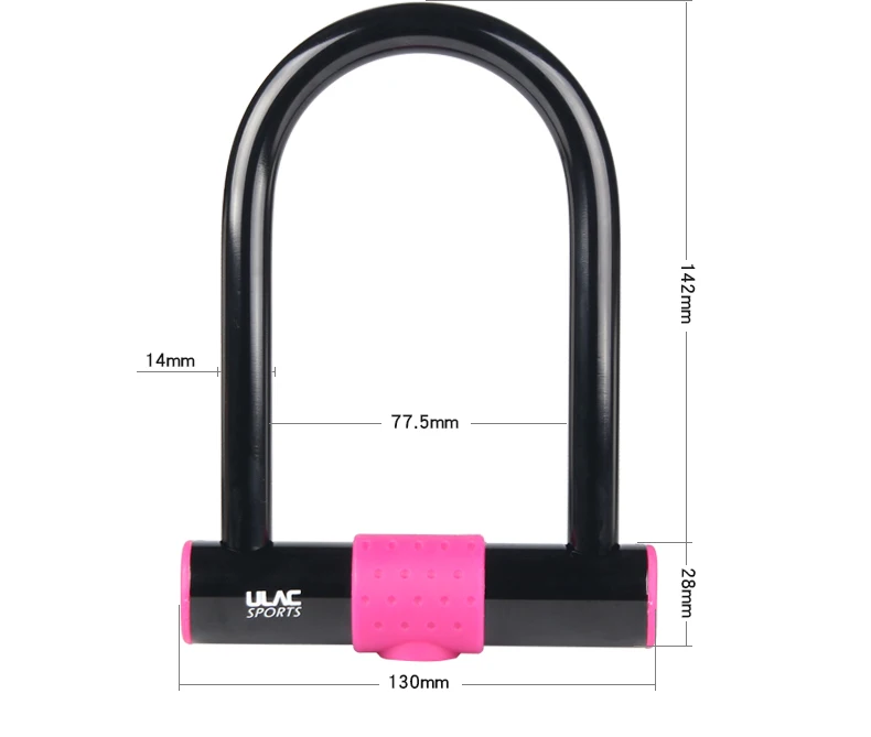 Strong Bicycle U Lock Pink Color Motorcycle Electric Car Lock Aluminum