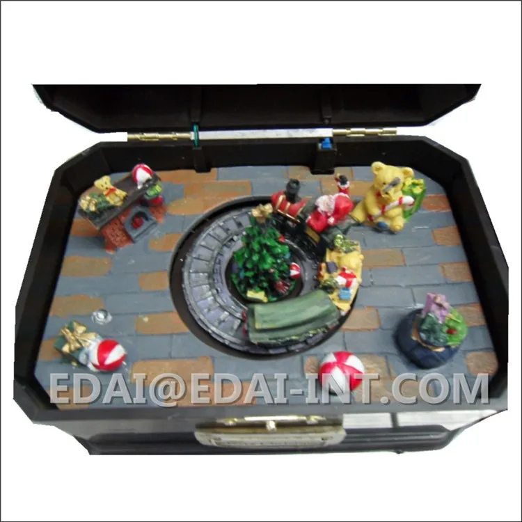 Xmas scene Christmas train rotating music box movement with light sound control