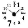 Mirror digital clock round shape letter quartz home hotel use large acrylic wall clock