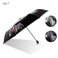 

Fiberglass Frame Anti Wind Rain Umbrella with Color Changing Printing