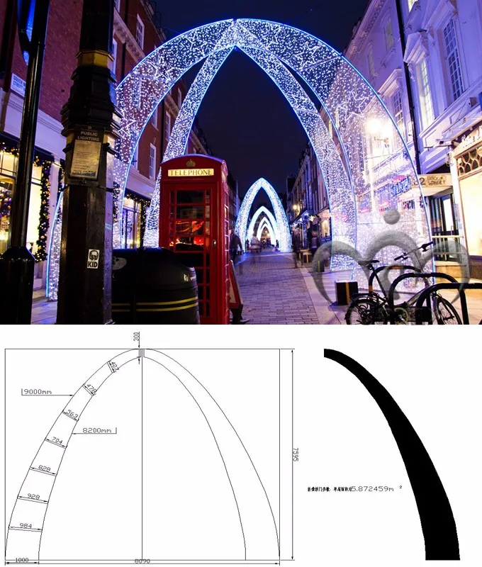 2017 IP65 outdoor led arches displays for sale christmas pathway lights