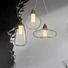 Modern white/clear glass lamp shade wooden lamp holder decorative chandelier pendant light