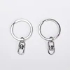 Simple rotatable flat smooth silver metal key ring for hanging keys