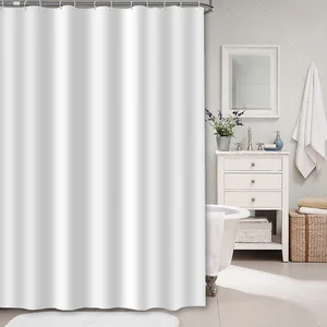 Image of White Waterproof Bath Shower Curtain