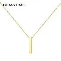 

GEM&TIME Real 14K Solid Gold Necklace Simple Design Bar Necklace Fashion K Gold Wholesale Jewelry