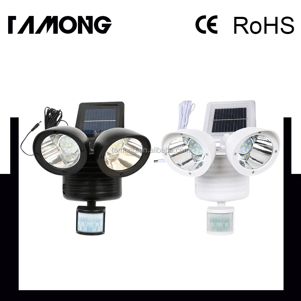 22 led pir motion sensor Outdoor Security Floodlight with Solar Charger, Motion Activated wall light,black