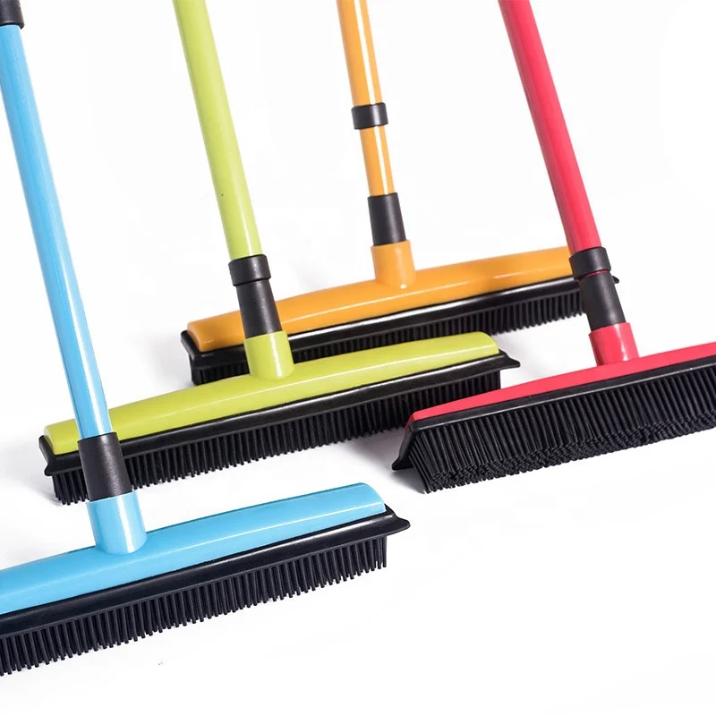 

Silicone Pet Hair Broom Telescopic Magic Clean Sweeper Squeegee Scratch Bristle Long Push Broom
