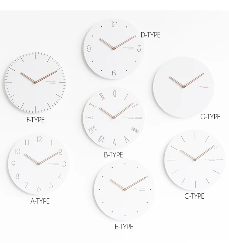 Emitdoog Modern Design White Wall Clock Round Quartz Wooden Walnut