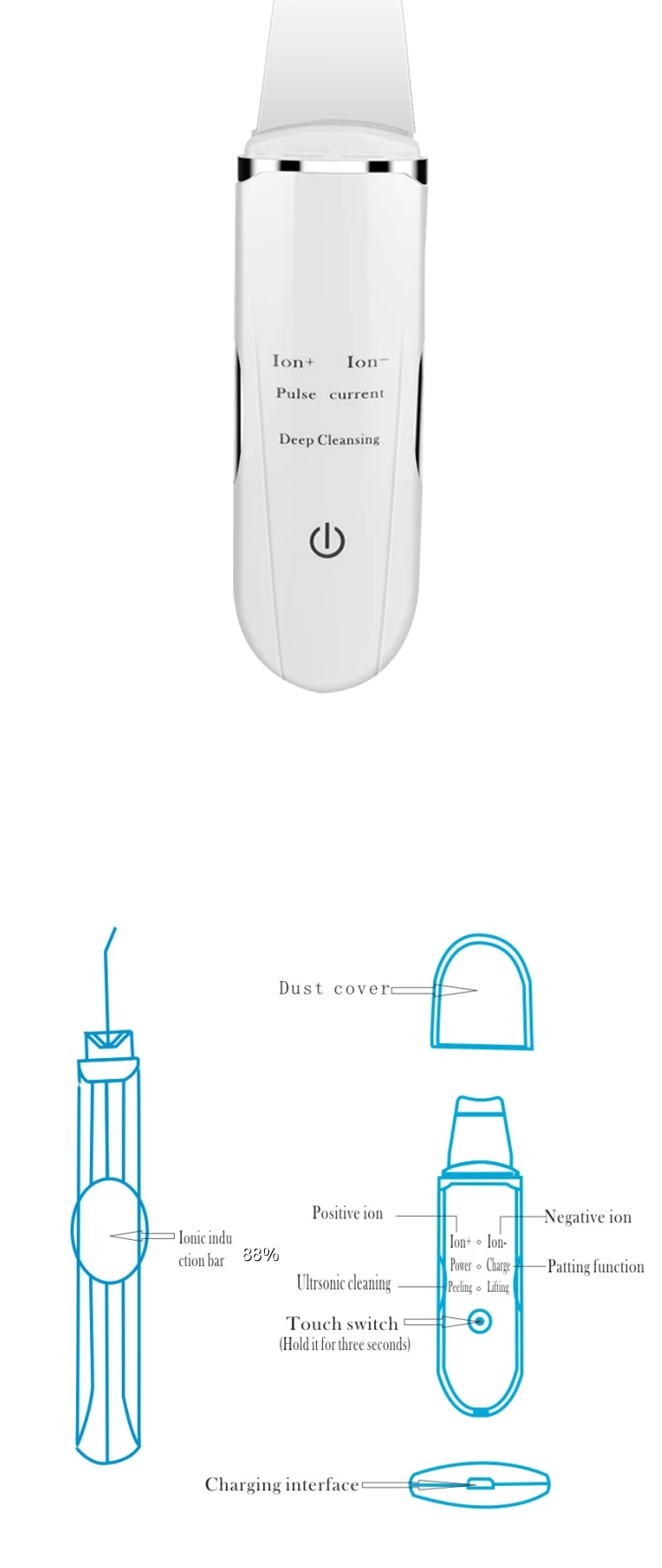 new product Acne And Mole Removal ultrasonic machine cleaner Clean the Skin Remove skin scrubber Beauty Equipment Beauty