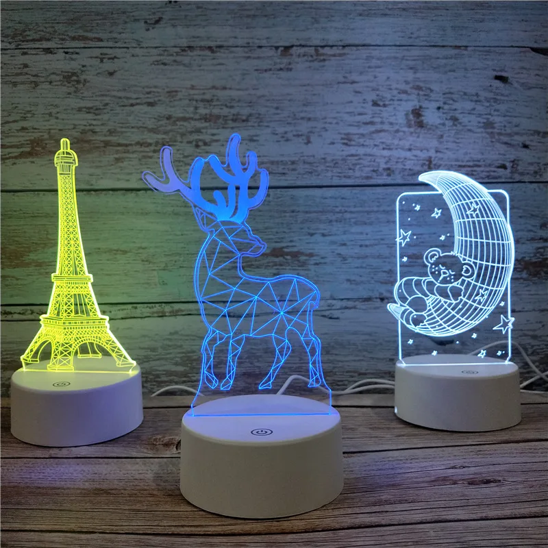 Decorative Wooden Lamp- Birthday Gift 3D illusion Table Lamp Led Lion Decoration Wood Led-Gift Table Night Light