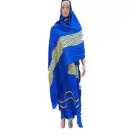 

2018 New Design 100% Cotton material dashiki afrian big size women hijab abaya dress with big scarf