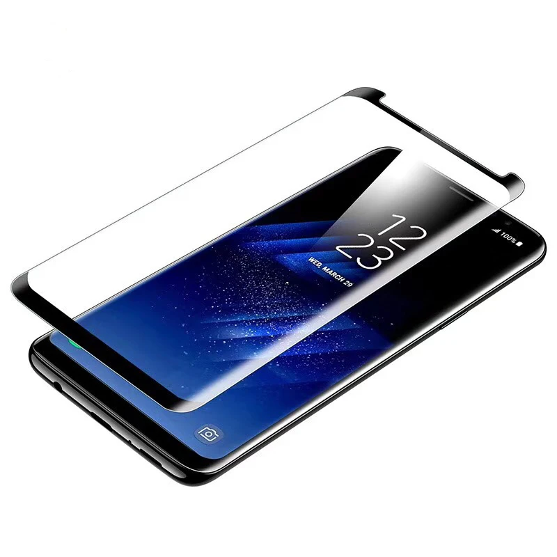 

for Samsung Galaxy S9 glass 4D case friendly full cover curved Tempered glass screen protector, Black;full clear