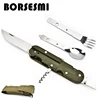 Hot Comping knife spoon fork set stainless steel travel cutlery 5 in 1 portable tablewar multipurpose cutlery set for picnic