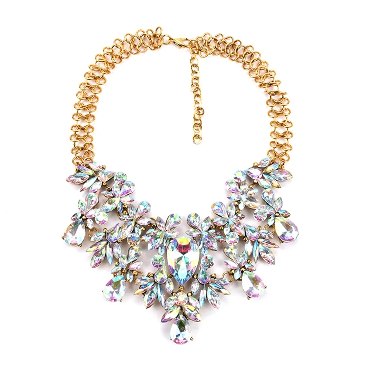 

Fashion Crystal Jewelry Women Statement Necklace For Wholesale, 8 colors optional