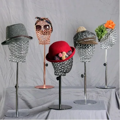 

XINJI High Quality Silver Metal Mannequin Head Model For Hat Scarf Glass Display, As picture(any colors are available)